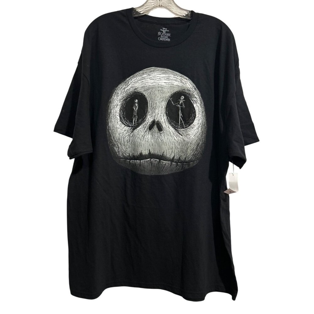 Disney Nightmare Before Christmas 2XL Graphic T-Shirt Jack & Sally Black Casual